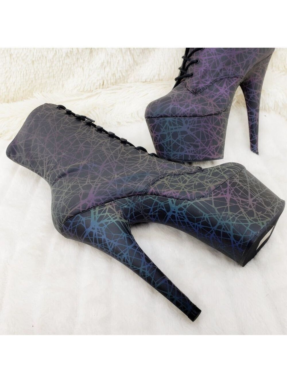 Reflective Geometric Platform High Heel Ankle Boots - Picture 15 of 17